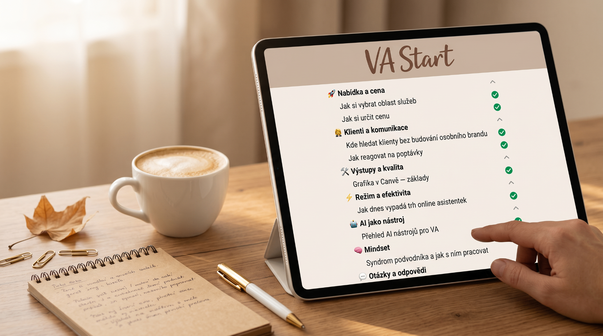 Náhled obsahu VA Start klubu na tabletu